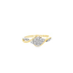 0.15Ctw 10K Yellow Gold Lds Diamond Flower Ring Size 7 1.5Dwt