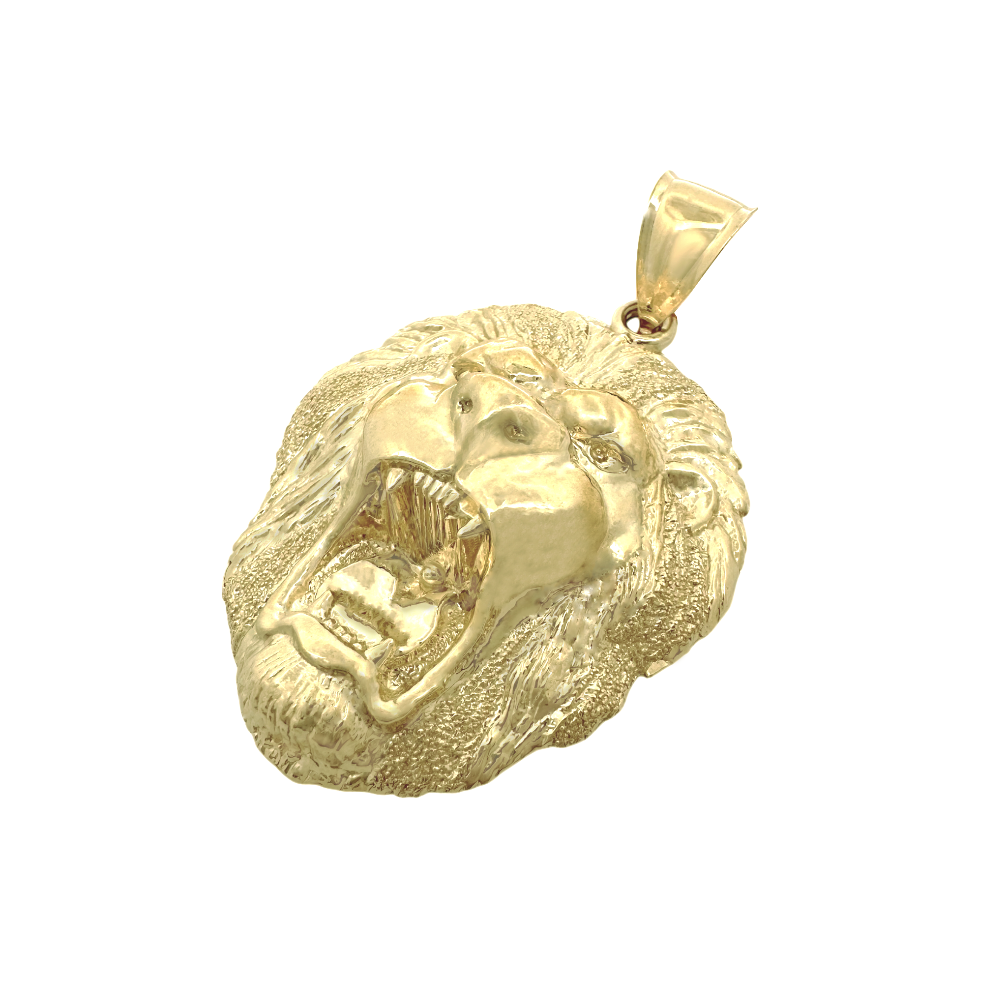 10K Yellow Gold Large Lion Head Pendant 6.4Dwt