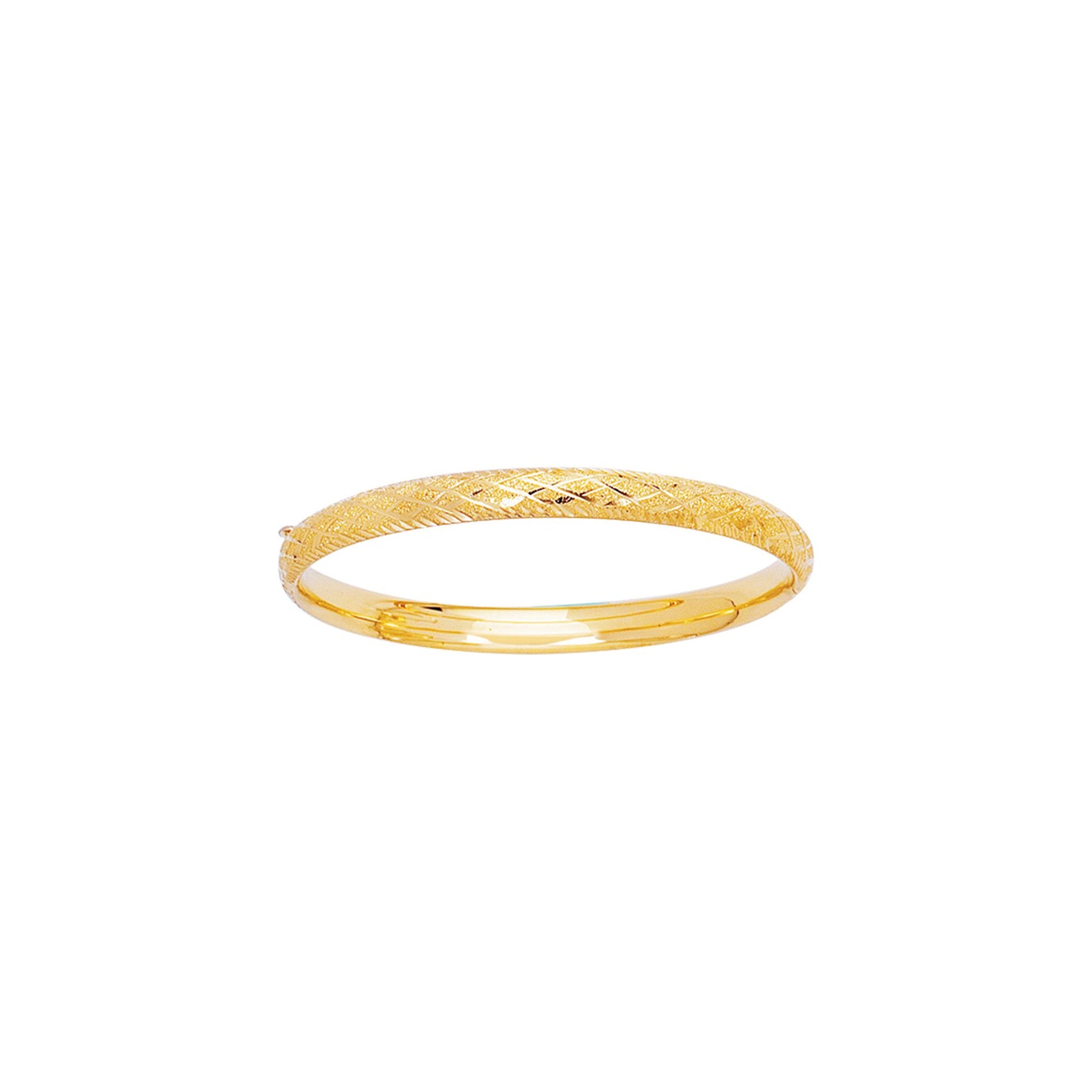 14K Yellow Gold Diamond Cut X Pattern Children's Bangle