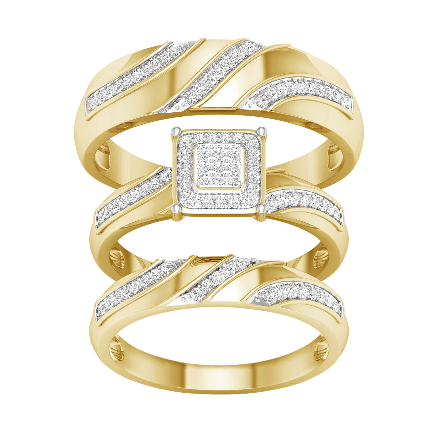 10K 0.25CT Diamond TRIO SET