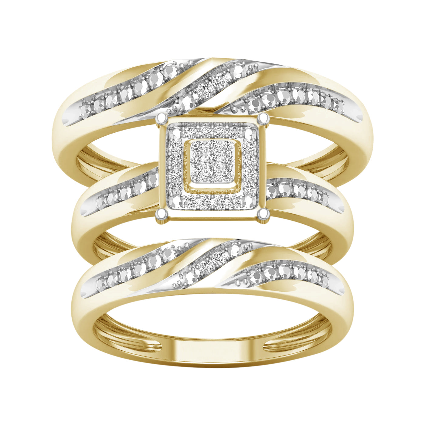 10K 0.07CT DIAM TRIO SET