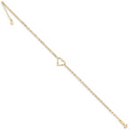 14k Double Strand Heart 9 Inch with 1 Inch extension Anklet