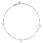 14K White Gold Adjustable Star 9in Plus 1in ext. Anklet