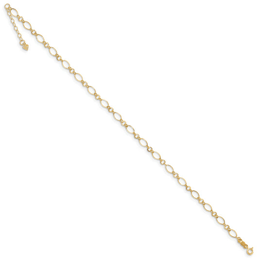 14k Fancy Link 9in with 1in ext Anklet