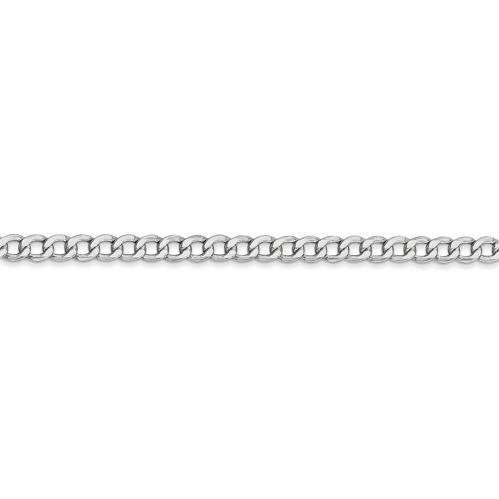 14k WG 3.35mm Semi-Solid Curb Chain