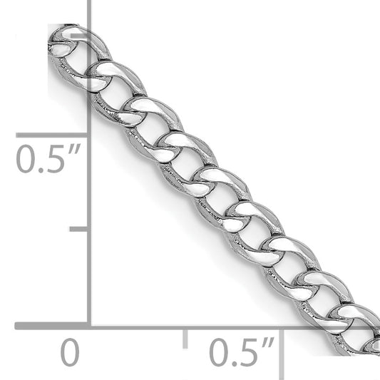 14k WG 3.35mm Semi-Solid Curb Chain
