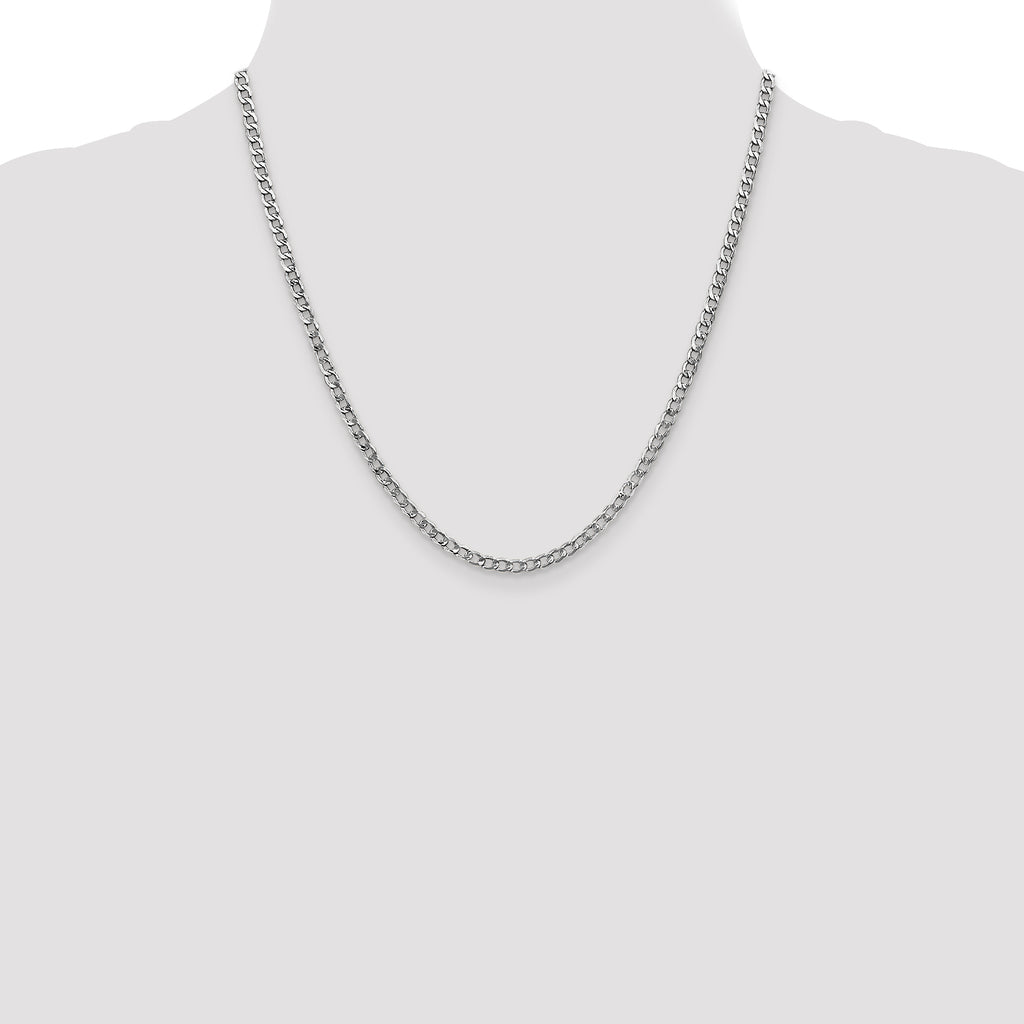14k WG 3.35mm Semi-Solid Curb Chain