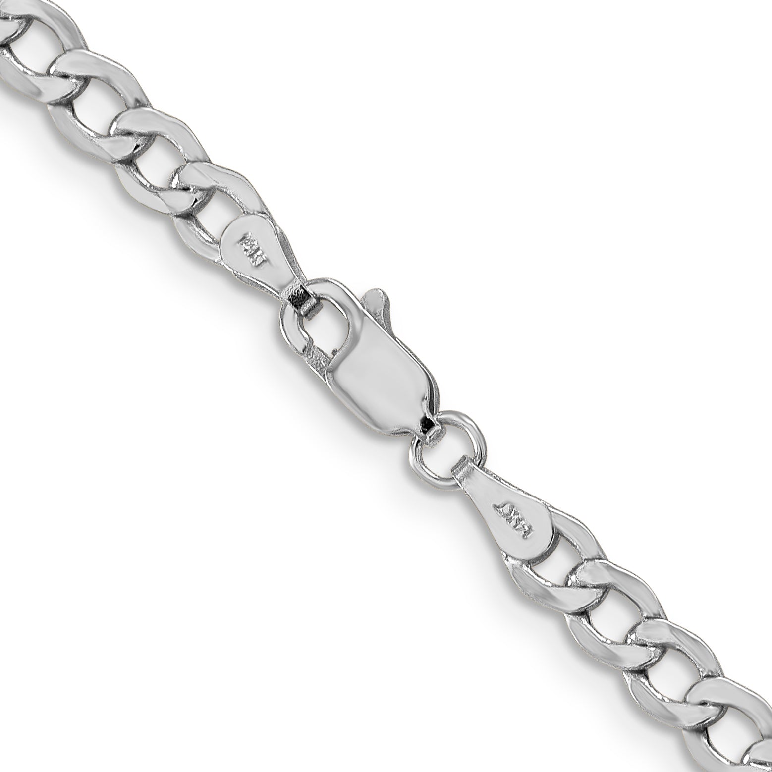 14k WG 4.3mm Semi-Solid Curb Chain
