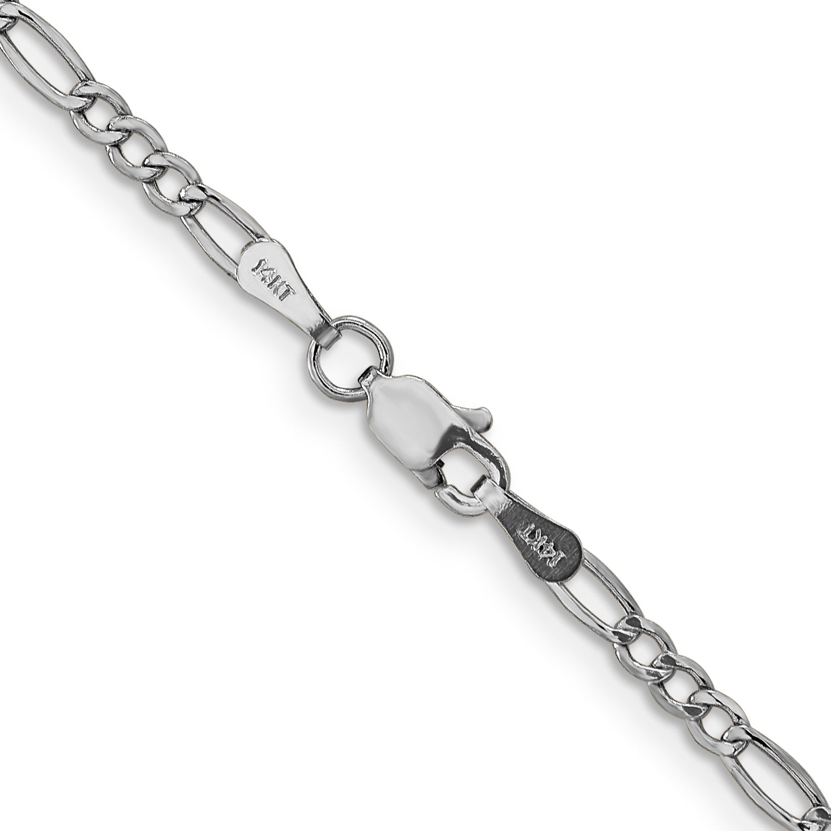 14k WG 2.5mm Semi-Solid Figaro Chain