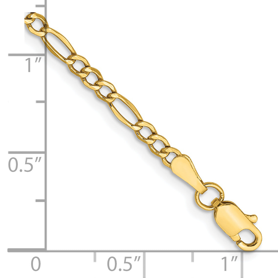 14k 2.5mm Semi-Solid Figaro Chain Anklet
