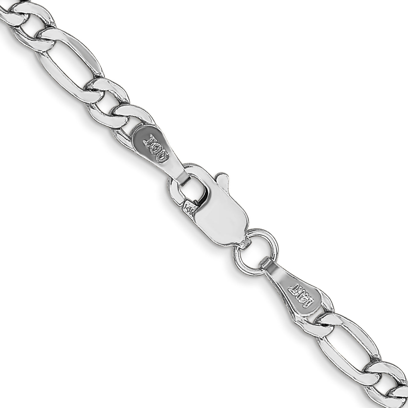 14k WG 3.5mm Semi-Solid Figaro Chain