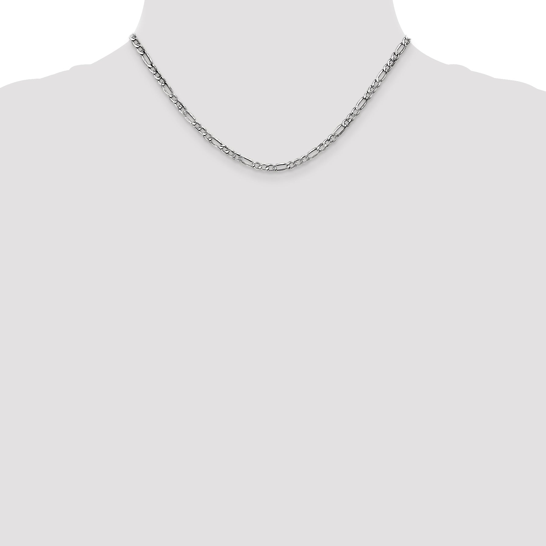 14k WG 3.5mm Semi-Solid Figaro Chain