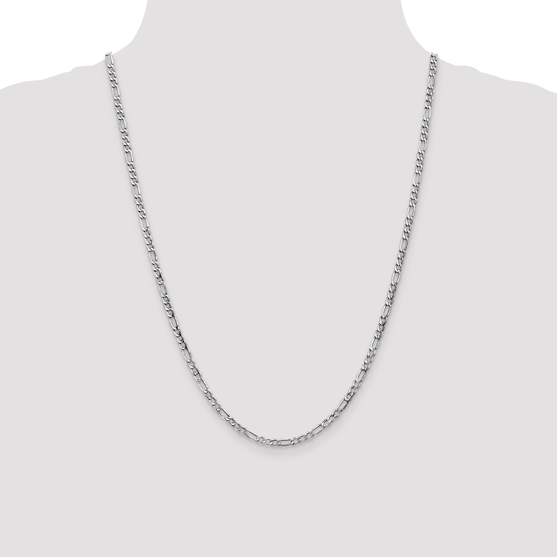 14k WG 3.5mm Semi-Solid Figaro Chain