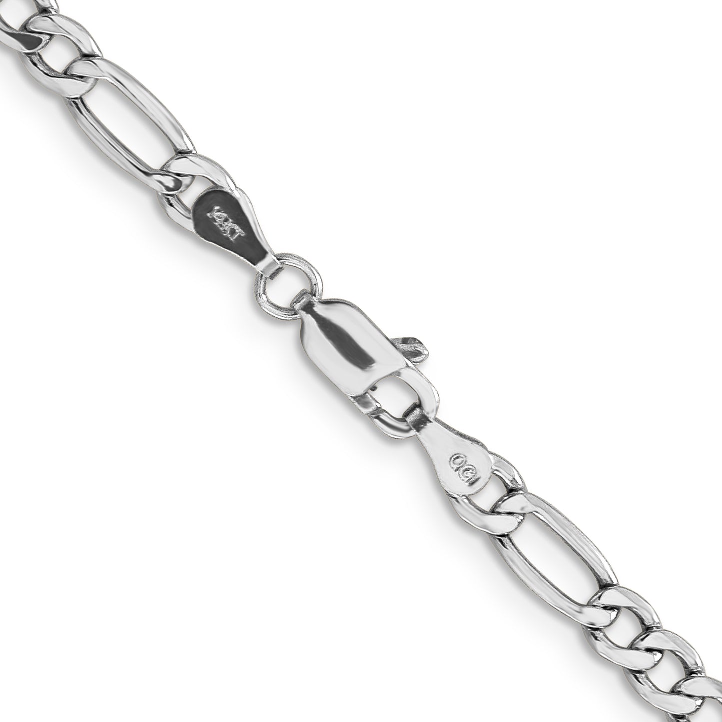 14k WG 4.4mm Semi-Solid Figaro Chain