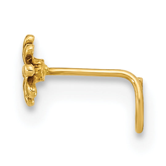 14K 22 Gauge Flower and CZ Nose Ring Body Jewelry