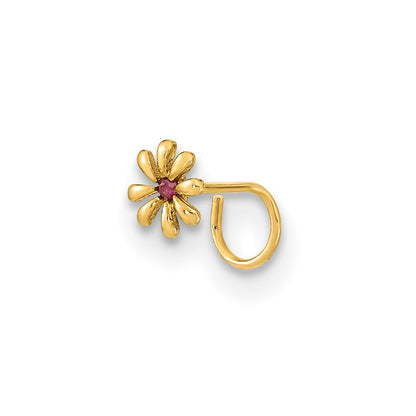 14K 22 Gauge Flower and CZ Nose Ring Body Jewelry