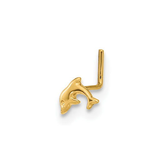 14K 22 Gauge Dolphin Nose Ring Body Jewelry