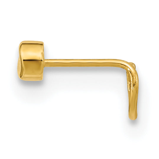 14K 22 Gauge Double Circle CZ Nose Ring Body Jewelry