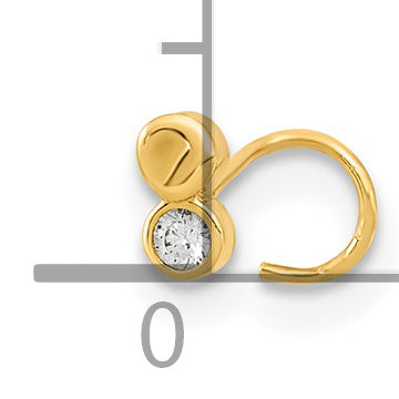 14K 22 Gauge Double Circle CZ Nose Ring Body Jewelry