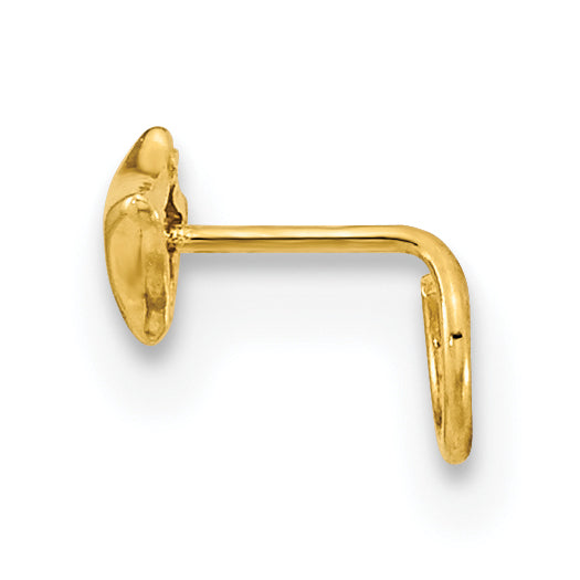 14K 22 Gauge Square with CZ Nose Ring Body Jewelry