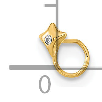 14K 22 Gauge Square with CZ Nose Ring Body Jewelry
