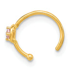 14K 22 Gauge Hoop with Heart CZ Nose Ring Body Jewelry