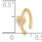 14K 22 Gauge Hoop with Heart CZ Nose Ring Body Jewelry