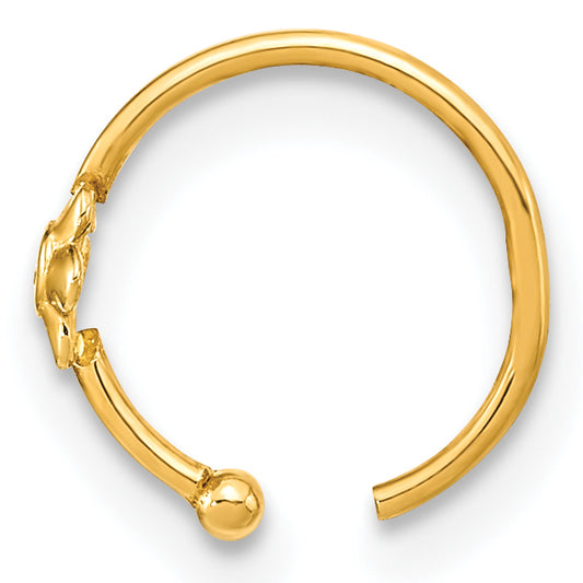 14K 22 Gauge Hoop with CZ Nose Ring Body Jewelry