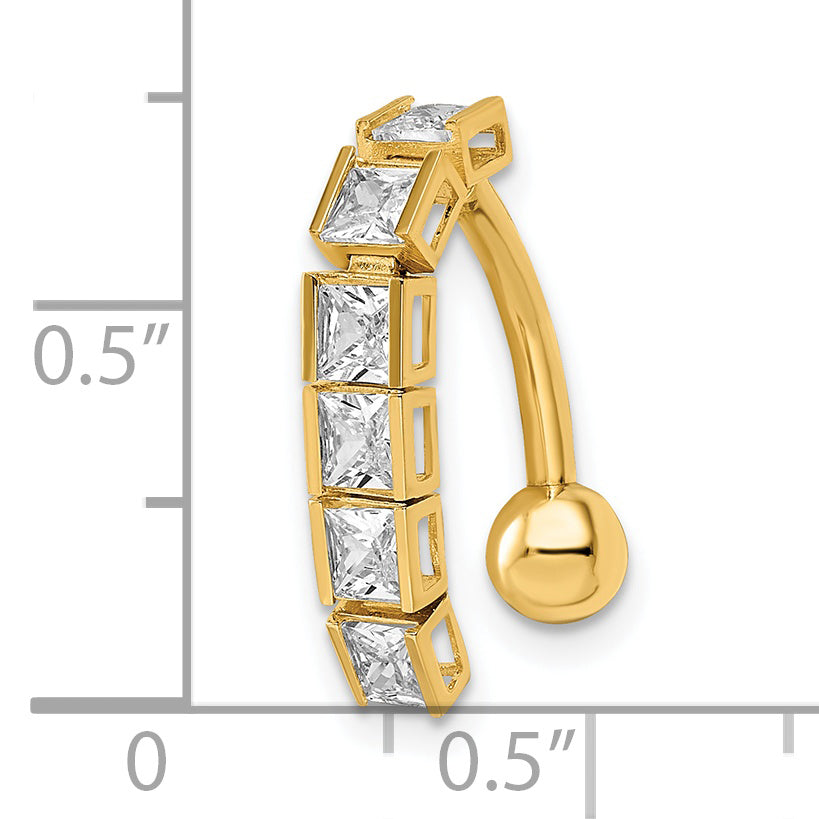 14k CZ Dangle Belly Ring