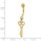 14k CZ Key Belly Ring