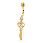 14k CZ Key Belly Ring
