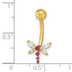 14K 14 Gauge Dragonfly CZ Belly/Navel Ring Body Jewelry