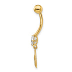 14k CZ Whale Tail Belly Ring