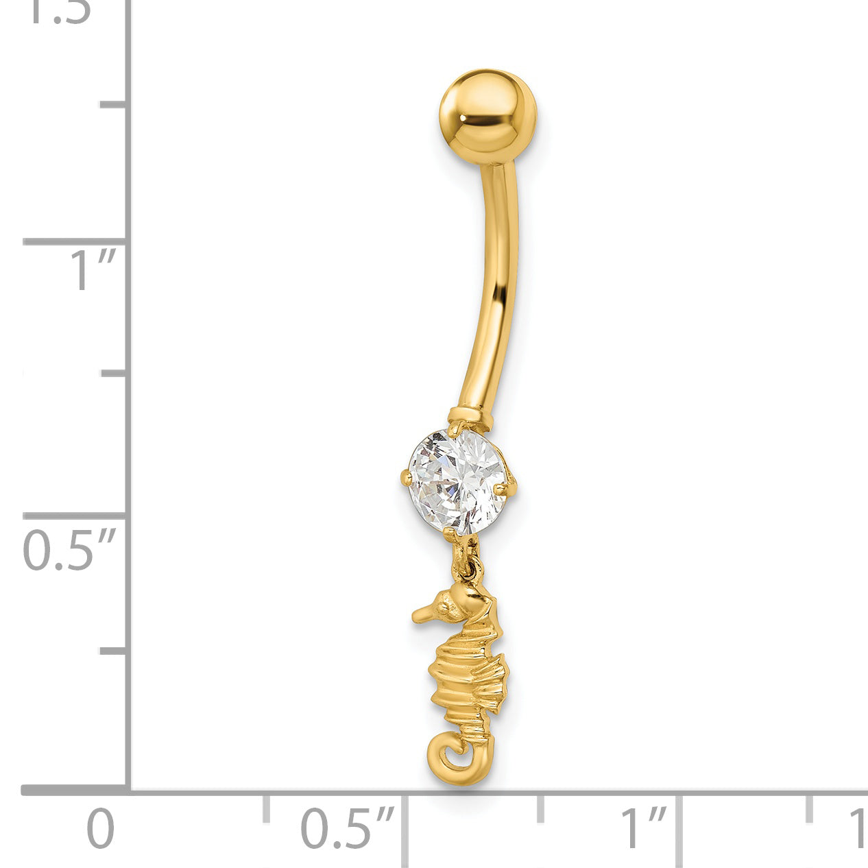 14k CZ Sea Horse Belly Ring