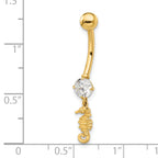 14k CZ Sea Horse Belly Ring