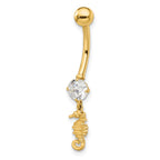14k CZ Sea Horse Belly Ring