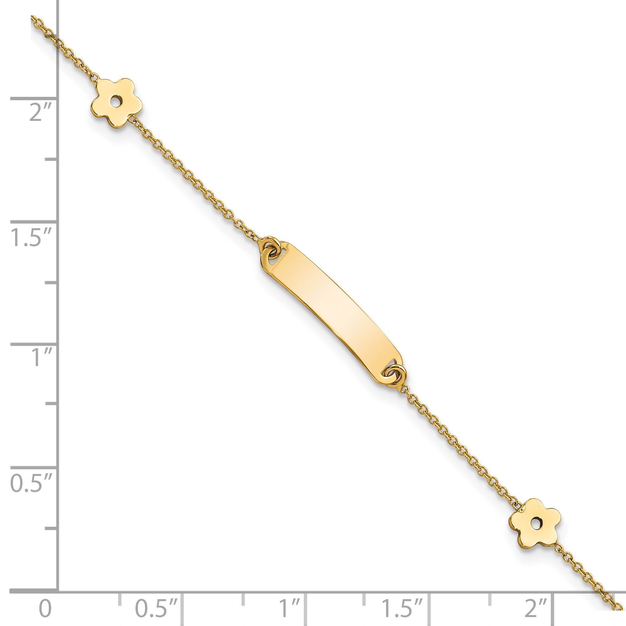 14K Polished ID with Flower Childrens Bracelet
