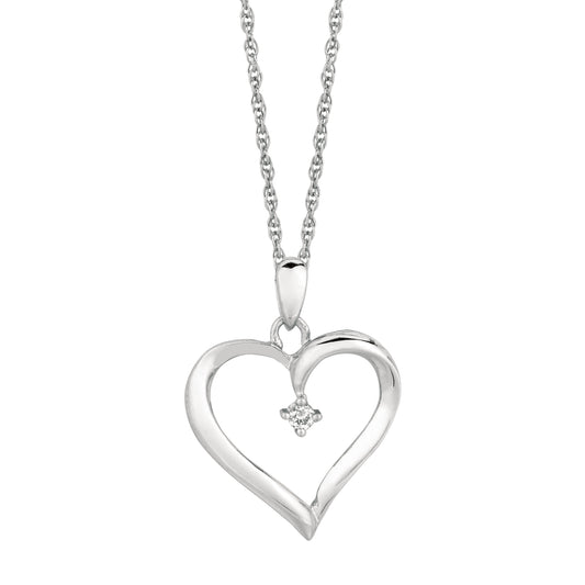 Silver Diamond Accent .04ct Heart Necklace