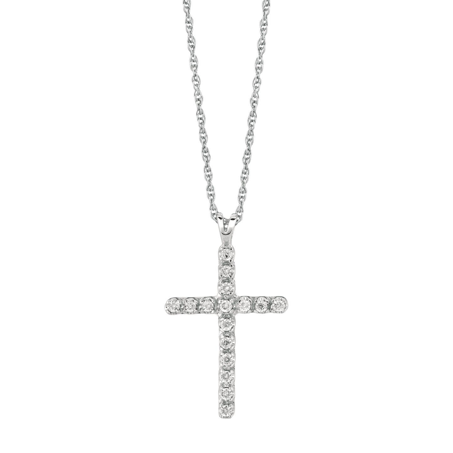 Silver .05ct Diamond Cross Necklace