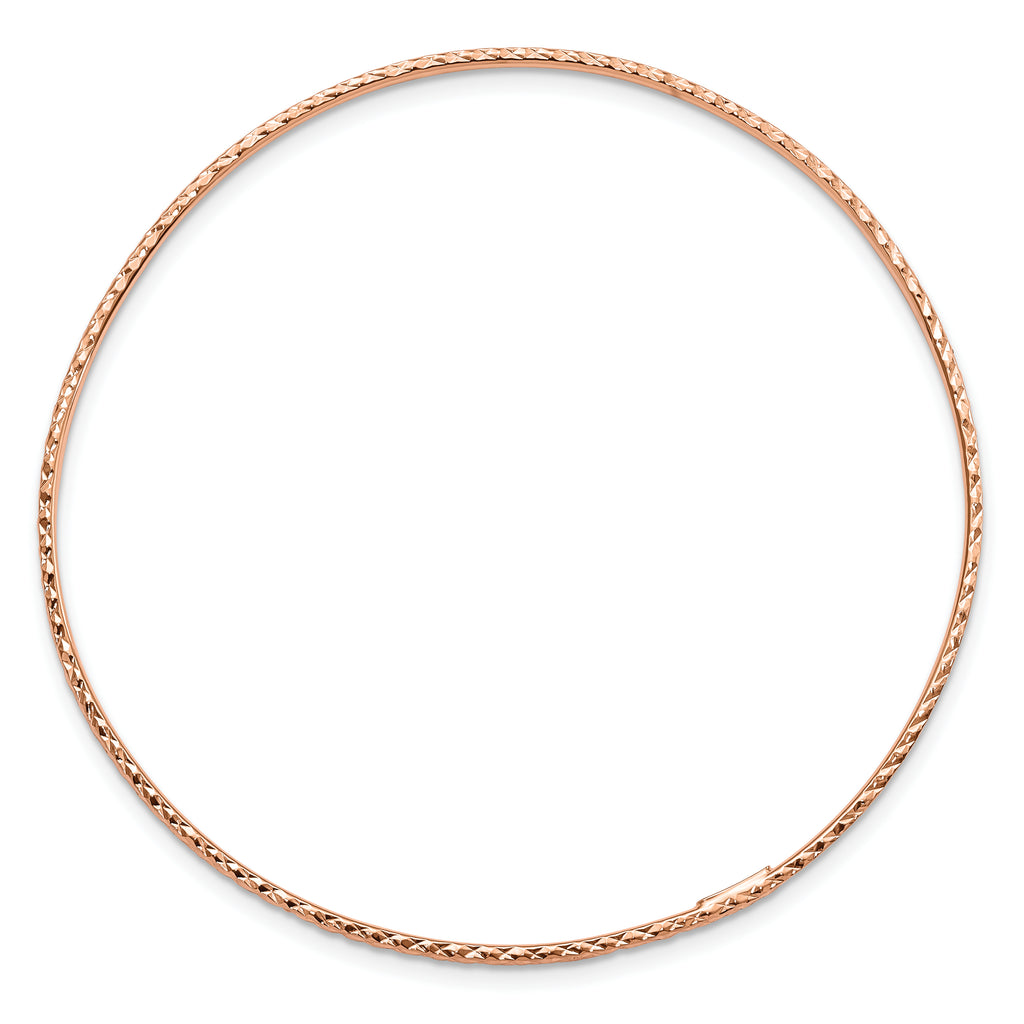 14k 1.5mm Rose Gold Diamond-Cut Slip-on Bangle Bracelet