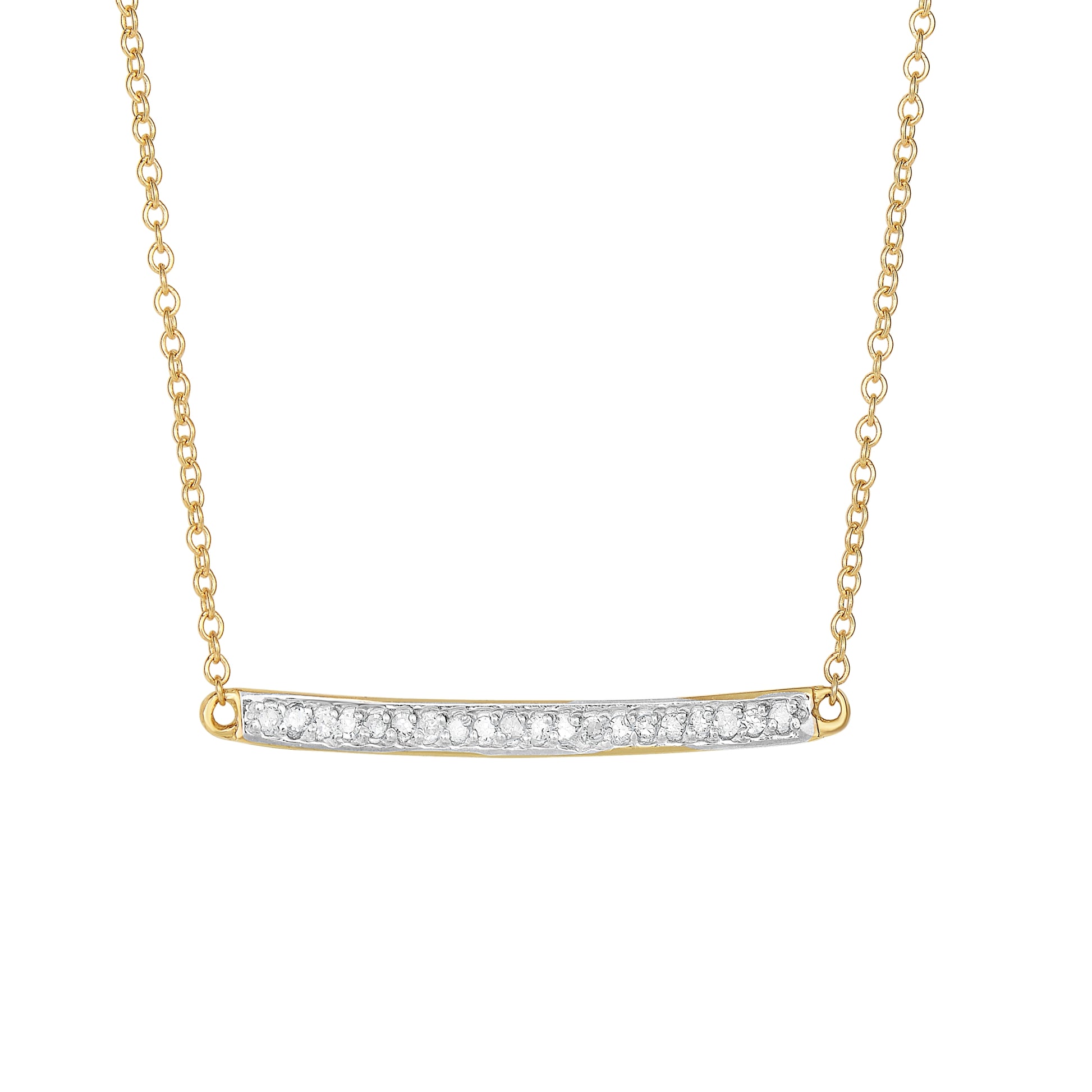 14K Gold .12ct Diamond Bar Necklace