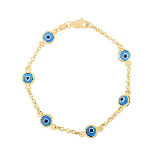 14K Gold Evil Eye Bracelet