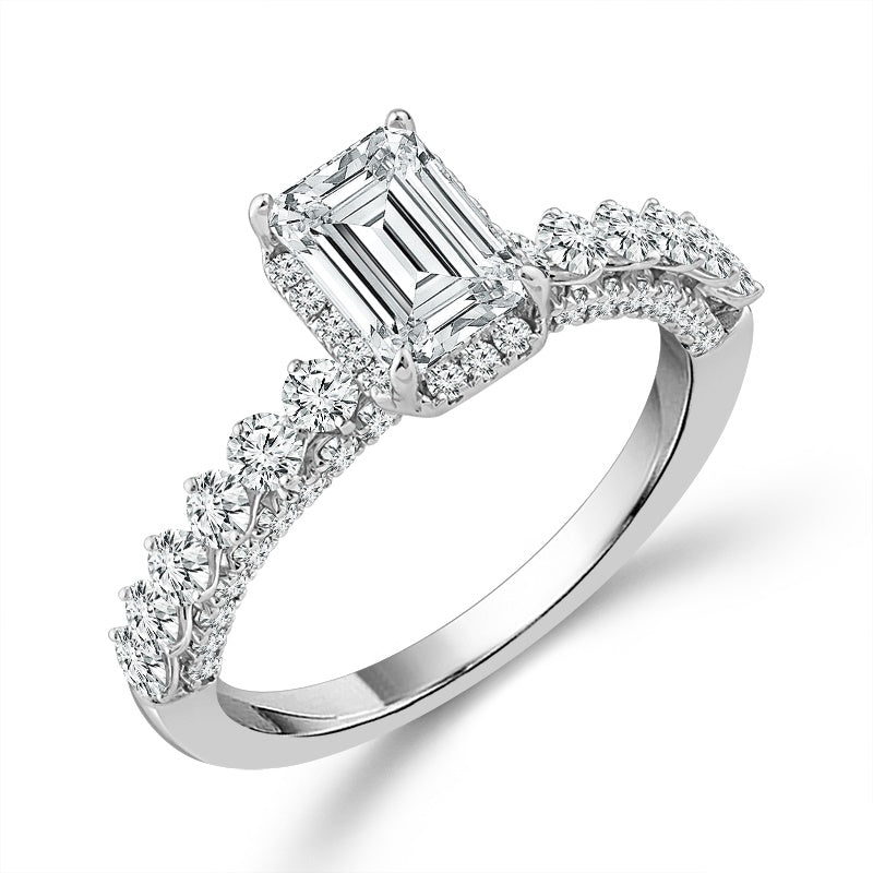 Diamond Engagement Ring 3.00 Ct tw EM 14k White Gold
