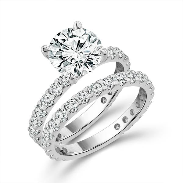 Diamond Bridal Set 1 1/2 Ct Center RD 14k White Gold
