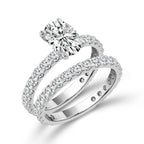 Diamond Bridal Set 1 Ct Center OV 14k White Gold