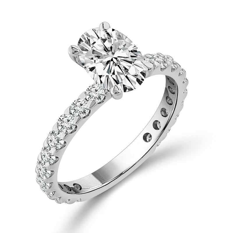 Diamond Bridal Set 1 Ct Center OV 14k White Gold