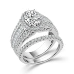 Diamond Bridal Set 2 Ct Center OV 14k White Gold