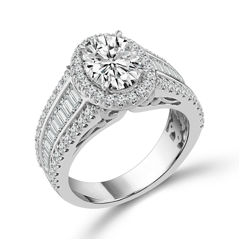 Diamond Bridal Set 2 Ct Center OV 14k White Gold