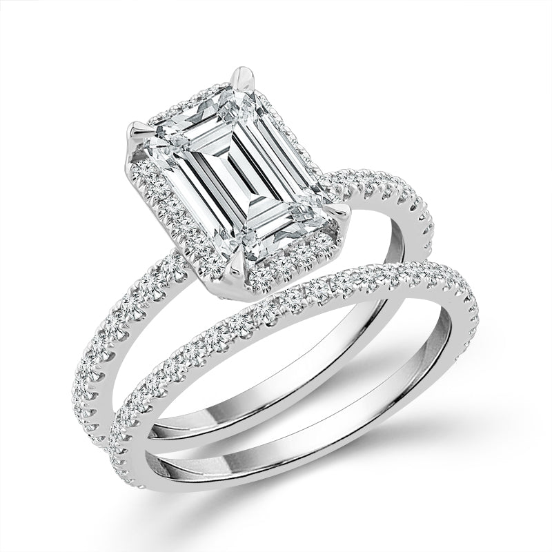 Diamond Bridal Set 0.75 Ct tw EM 14k White Gold