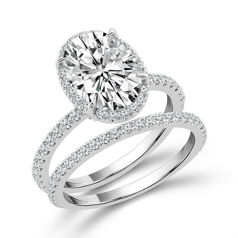 Diamond Bridal Set 0.75 Ct tw OV 14k White Gold
